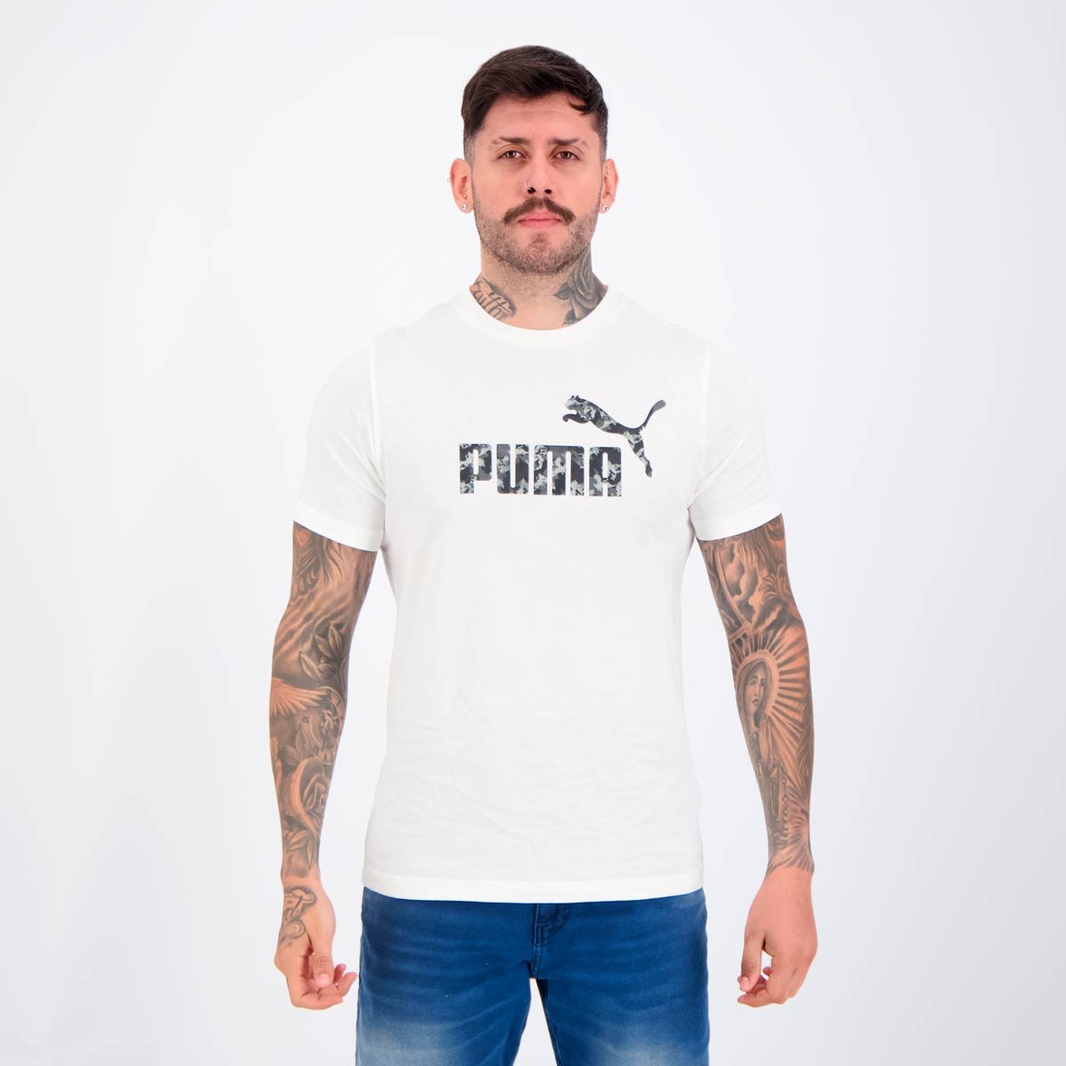 Camiseta Puma Essentials Camo Tee Branca