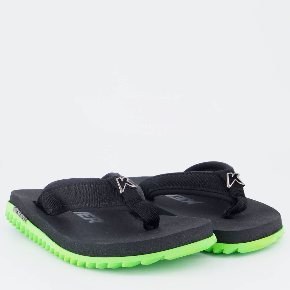 Chinelo Kenner Kivah Cushy Juvenil Preto e Verde Preto 3