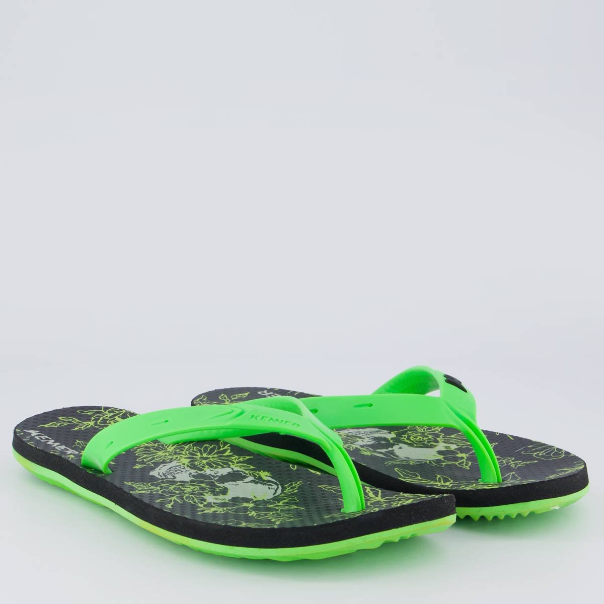 Chinelo Kenner Summer Skull Florido Preto e Verde Verde 3