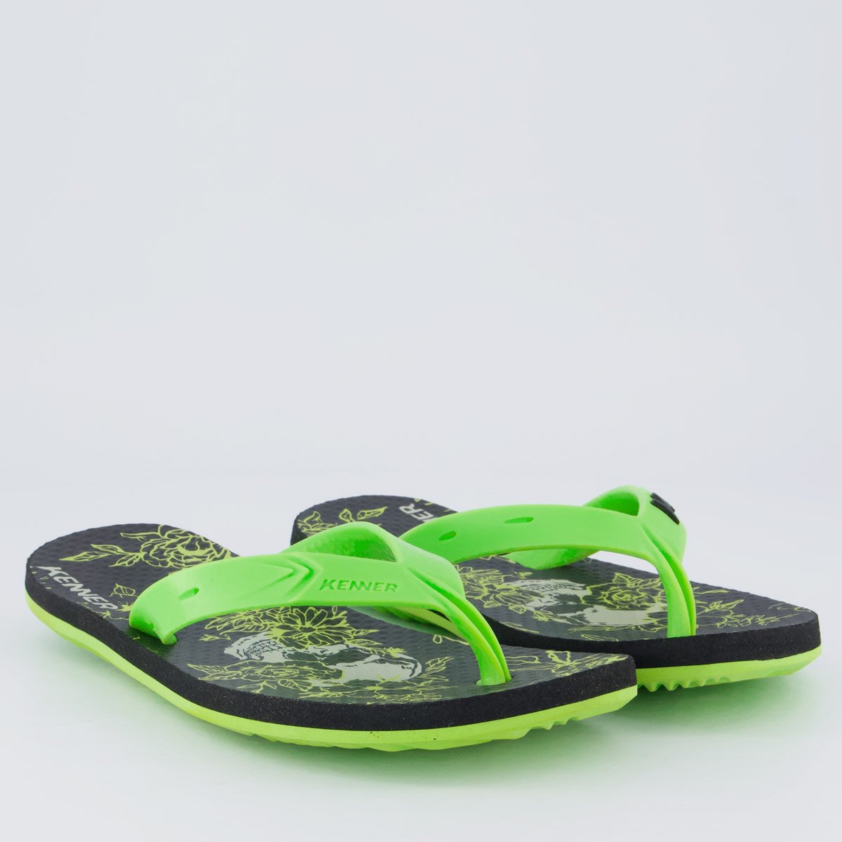 Chinelo Kenner Summer Skull Florido Feminino Preto e Verde Verde 3
