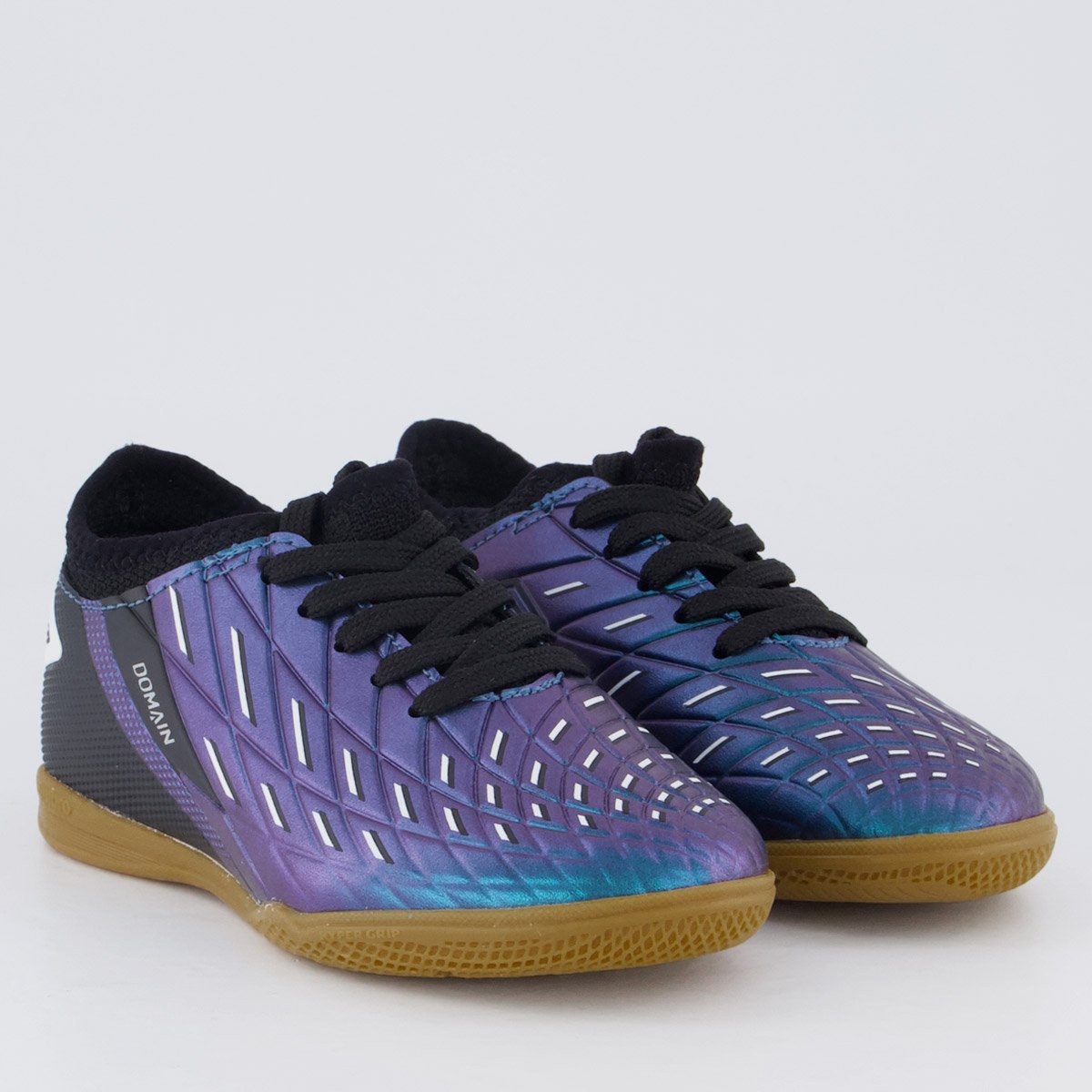 Chuteira Umbro Domain Futsal Juvenil Preta e Azul Preto 2