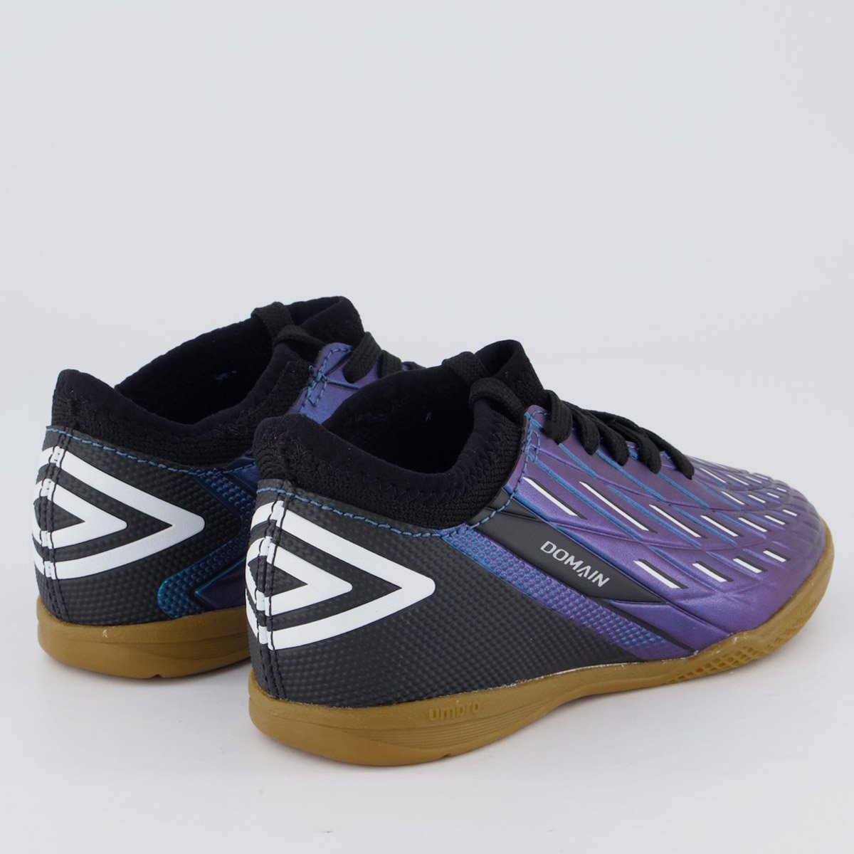 Chuteira Umbro Domain Futsal Juvenil Preta e Azul Preto 3