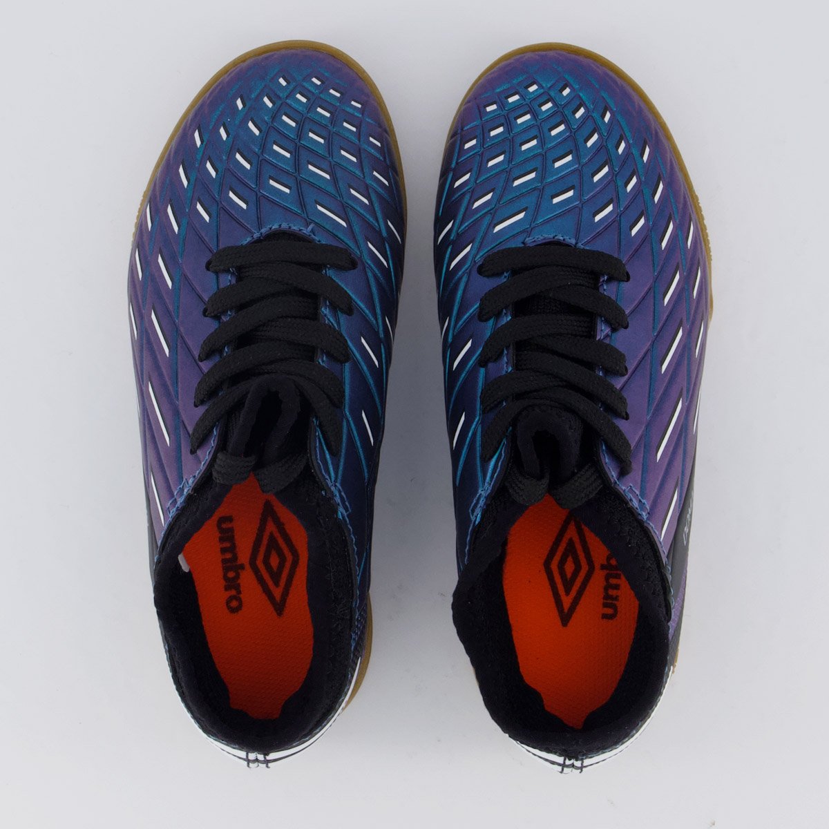 Chuteira Umbro Domain Futsal Juvenil Preta e Azul Preto 4