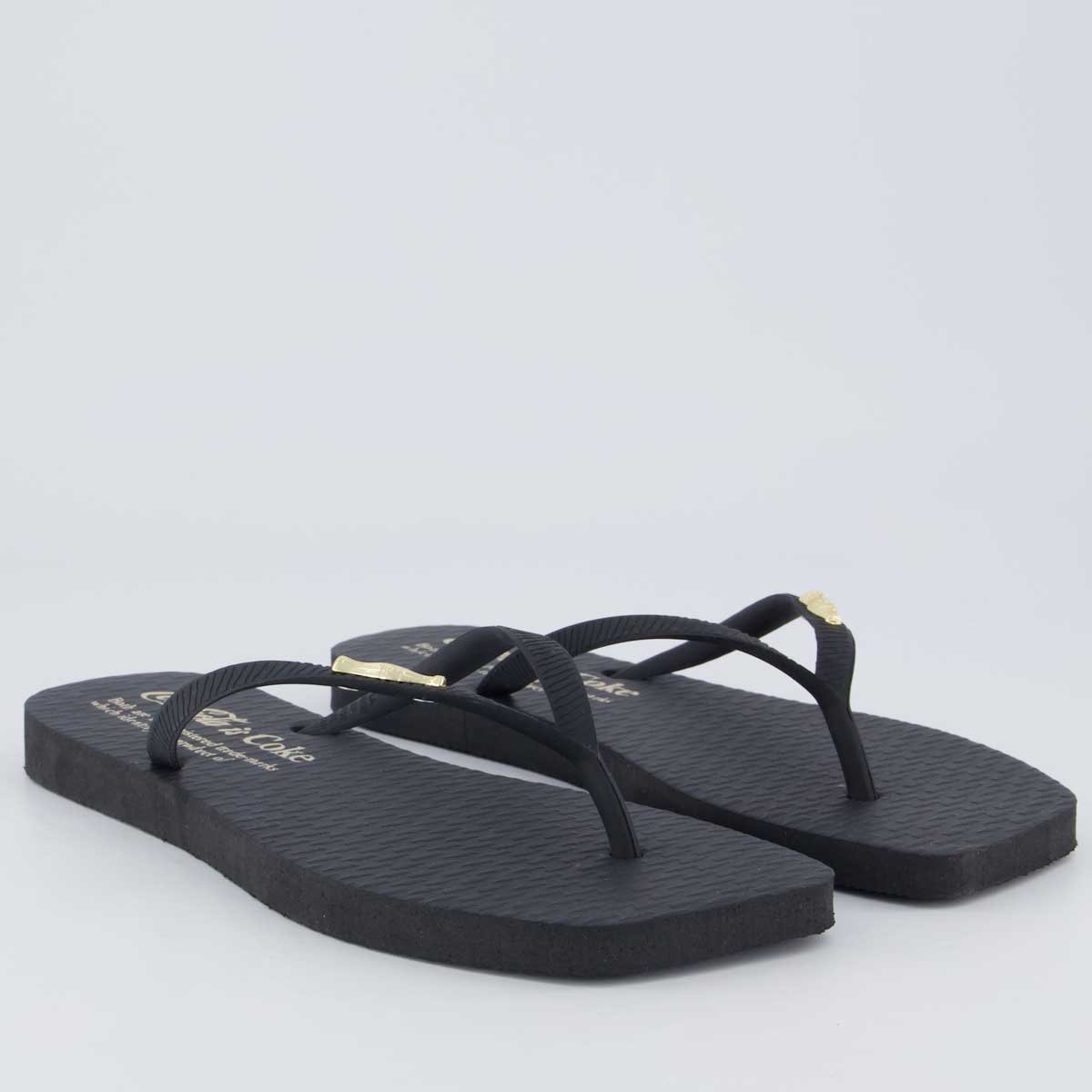 Chinelo Coca Cola Square Identify Feminino Preto Preto 3