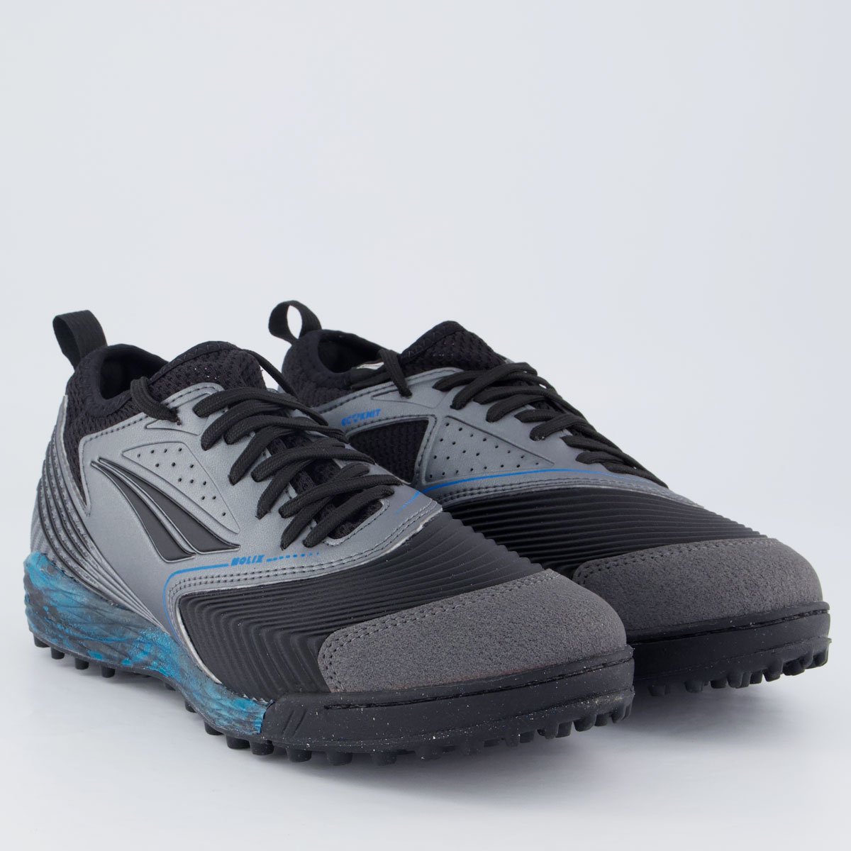 Chuteira Penalty Se7e Pro Molix Locker Society Cinza e Preta Cinza 2