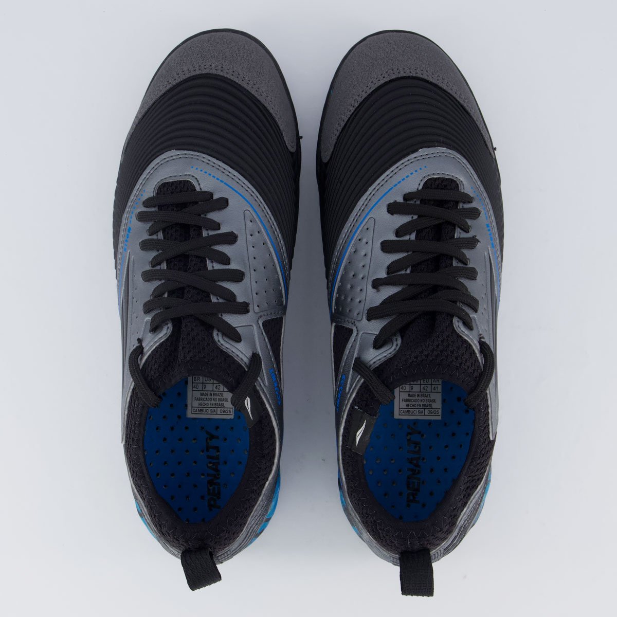 Chuteira Penalty Se7e Pro Molix Locker Society Cinza e Preta Cinza 4