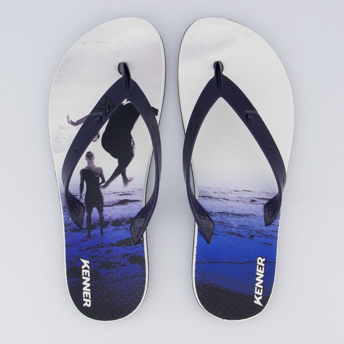 Chinelo Kenner Summer Altinha Branco e Marinho