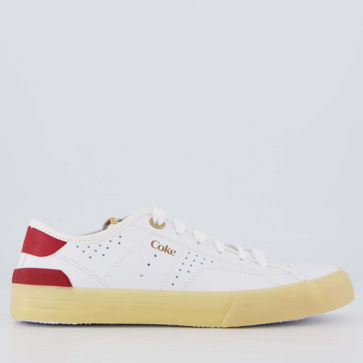 Tênis Coca Cola Fortune Leather Feminino Branco e Vermelho