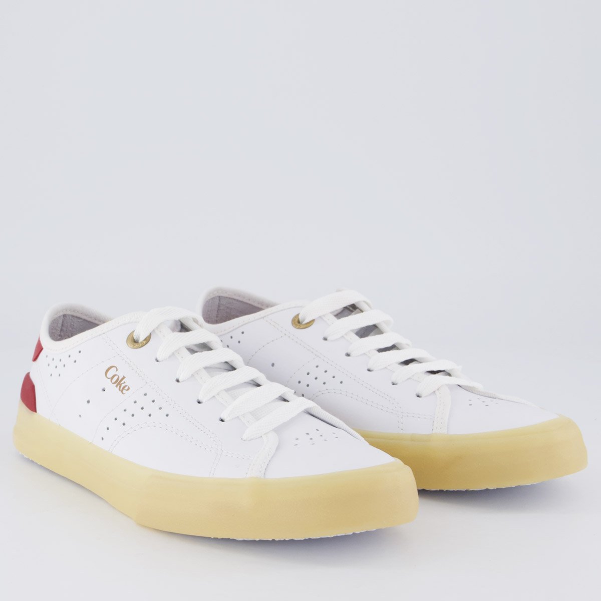 Tênis Coca Cola Fortune Leather Feminino Branco e Vermelho Branco 2