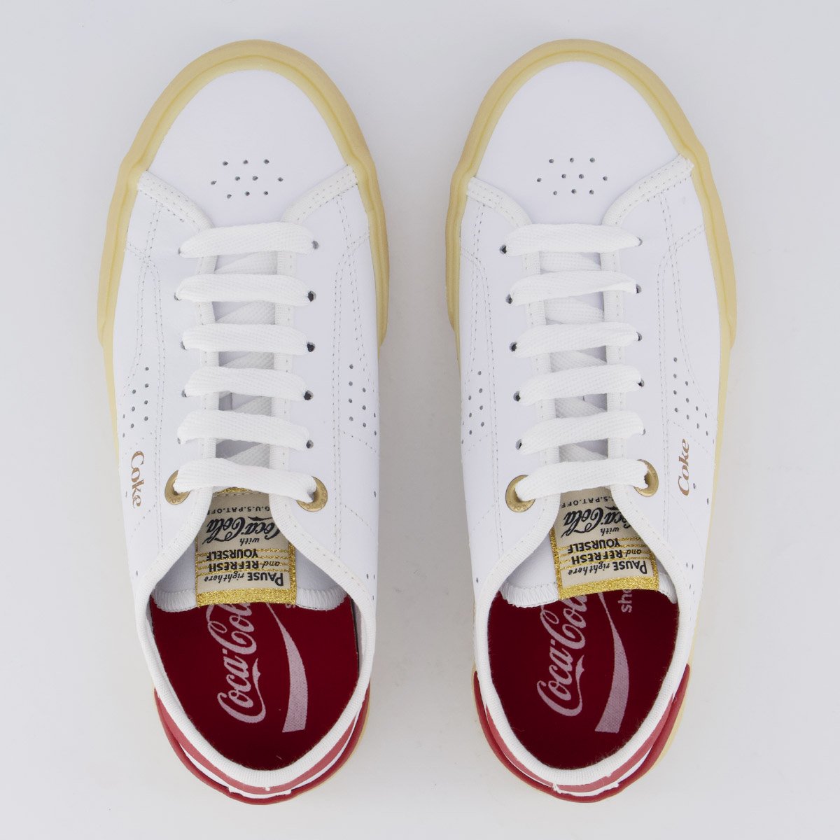 Tênis Coca Cola Fortune Leather Feminino Branco e Vermelho Branco 4