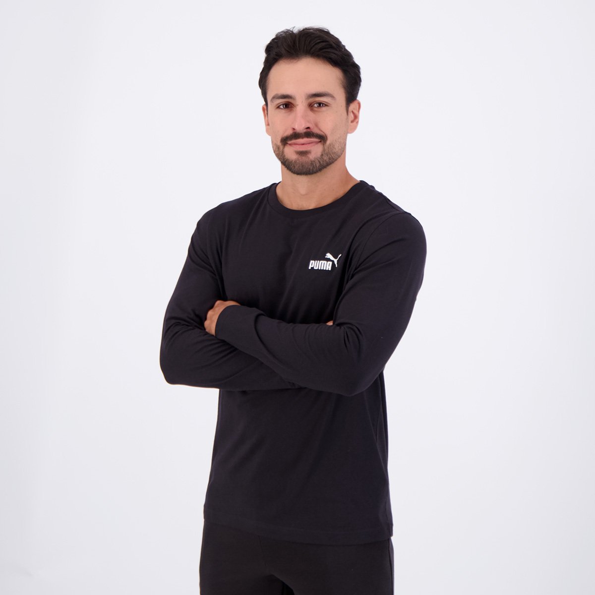 Camiseta Puma ESS No. 1 Manga Longa Preta Preto 3