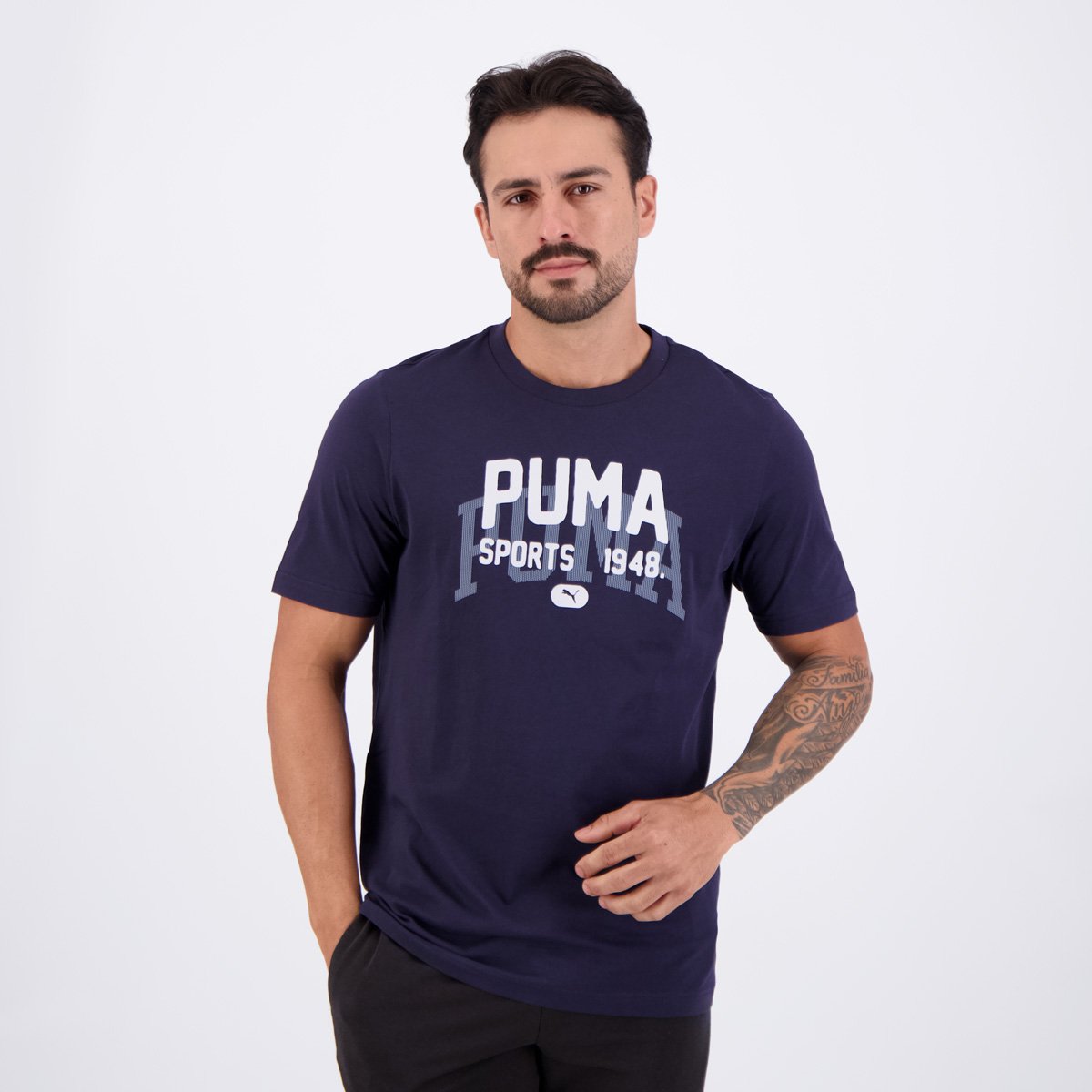 Camiseta Puma Graphics Varsity Azul Marinho