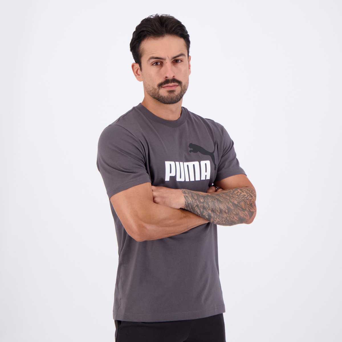 Camiseta Puma ESS 2 Color NO. 1 Cinza Cinza 2