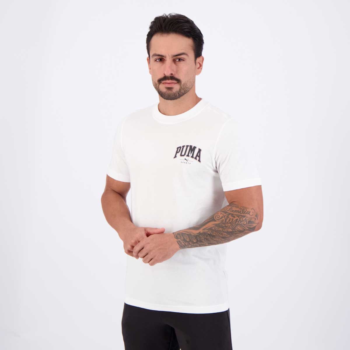 Camiseta Puma Squad Small Graphic Tee Branca Branco 3