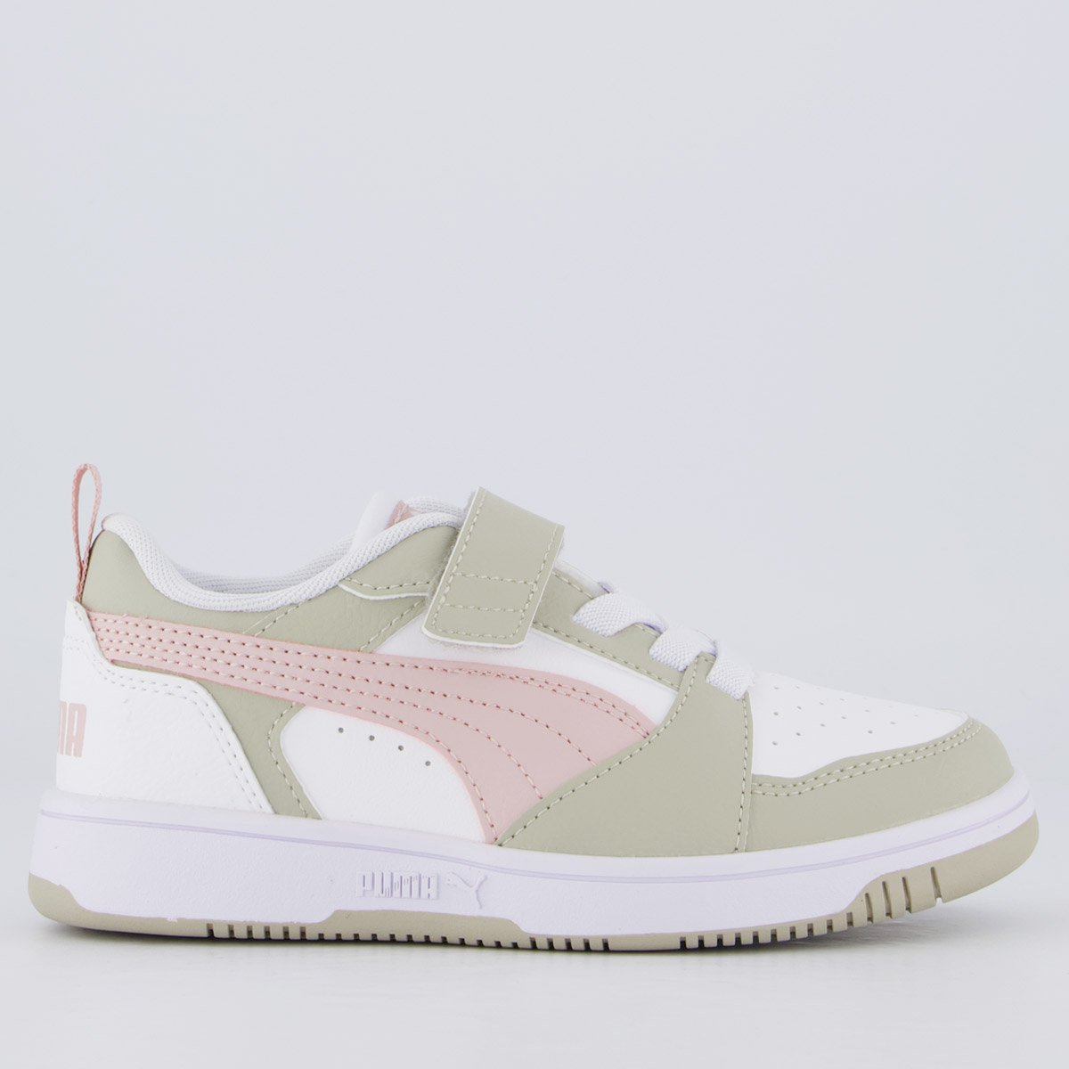 Tênis Puma Rebound V6 LO Juvenil Branco e Bege
