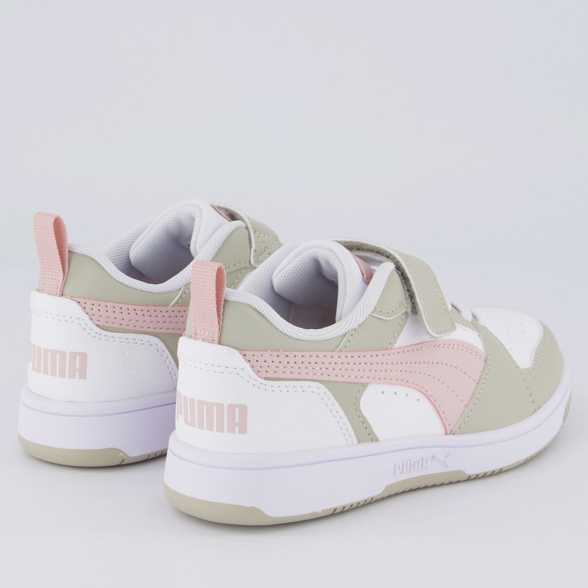 Tênis Puma Rebound V6 LO Juvenil Branco e Bege Branco 3