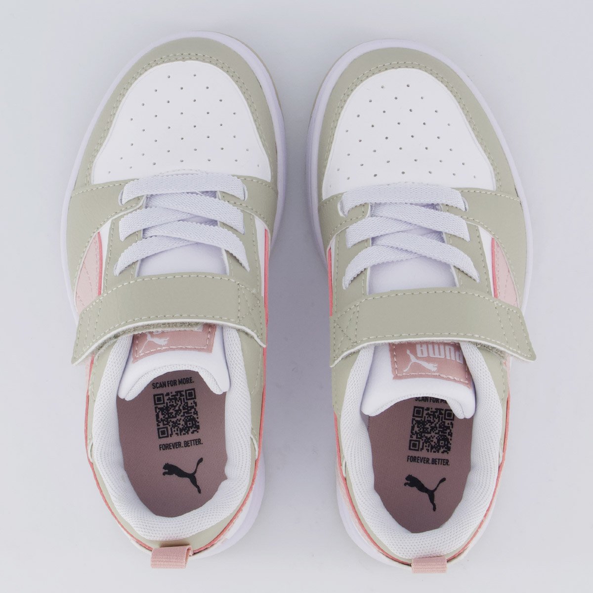 Tênis Puma Rebound V6 LO Juvenil Branco e Bege Branco 4