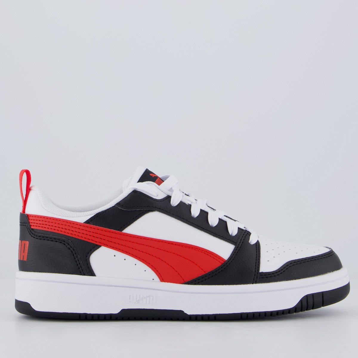 Tênis Puma Rebound V6 Juvenil Branco e Preto