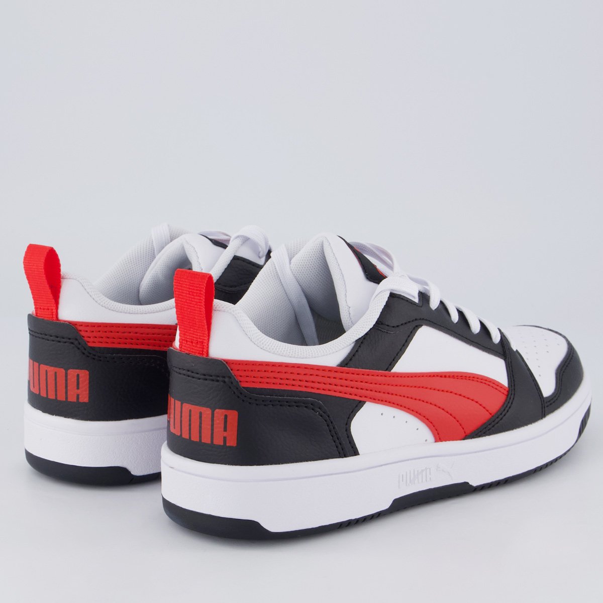 Tênis Puma Rebound V6 Juvenil Branco e Preto Branco 3