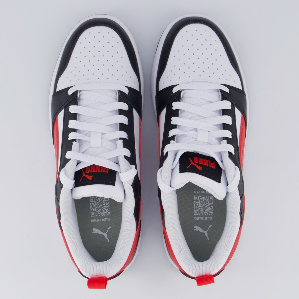 Tênis Puma Rebound V6 Juvenil Branco e Preto Branco 4