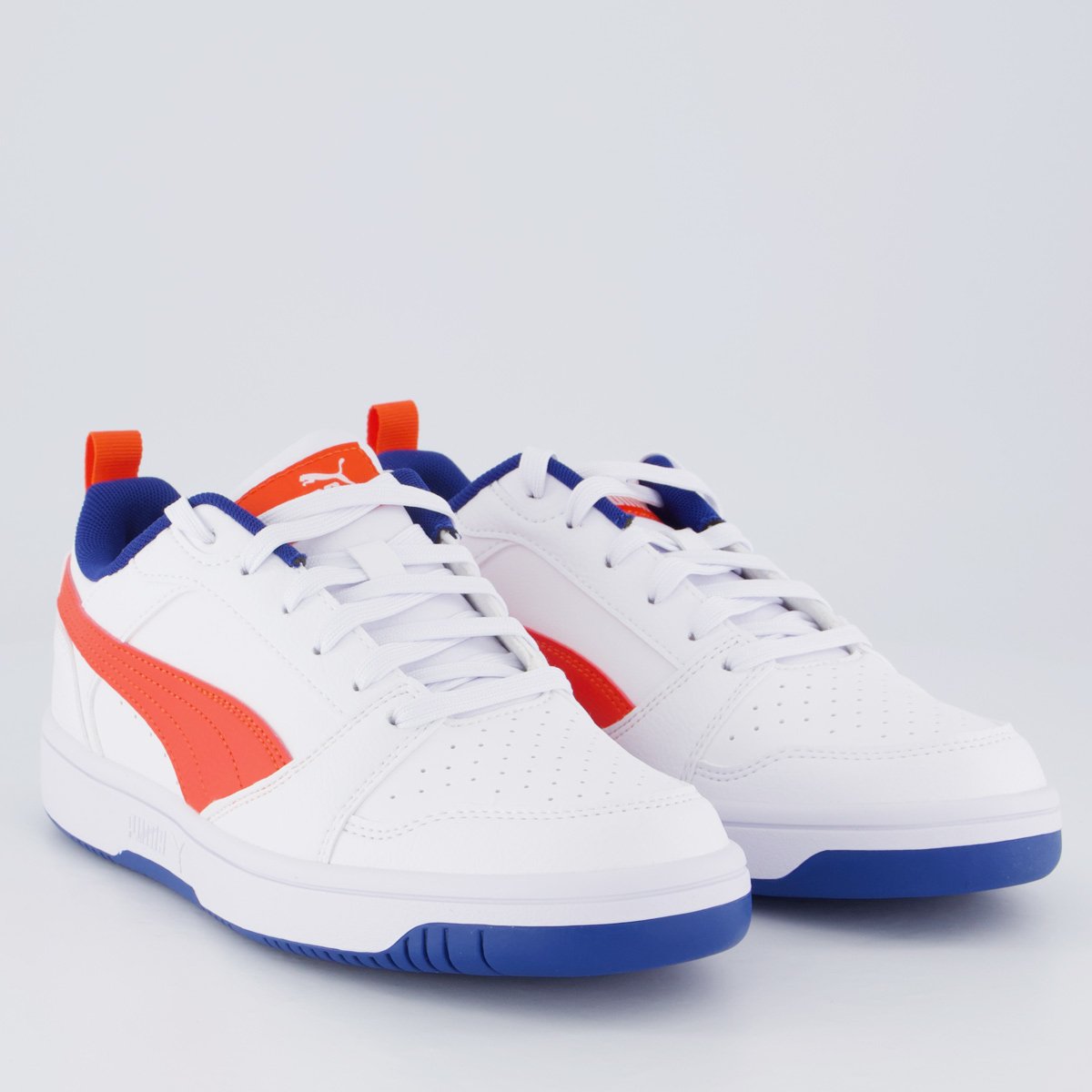 Tênis Puma Rebound V6 Juvenil Branco e Vermelho Branco 2
