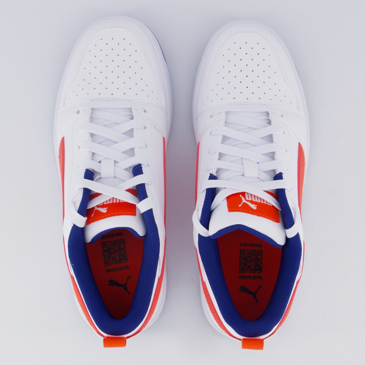 Tênis Puma Rebound V6 Juvenil Branco e Vermelho Branco 4