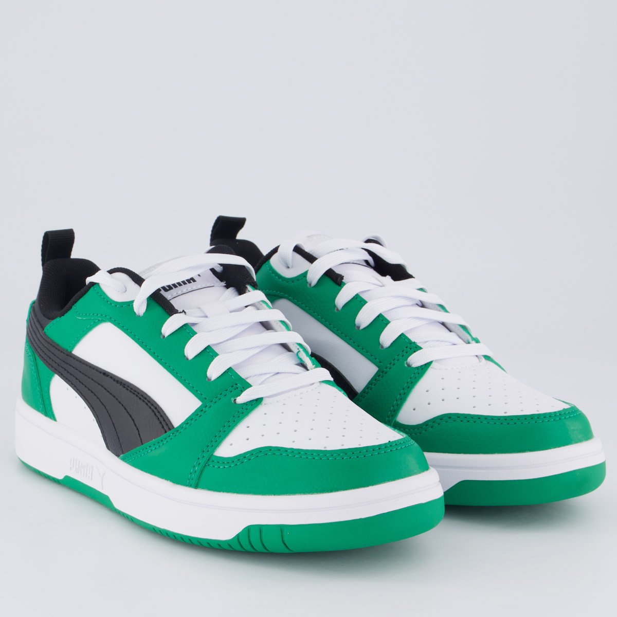 Tênis Puma Rebound V6 Juvenil Branco e Verde Verde 2