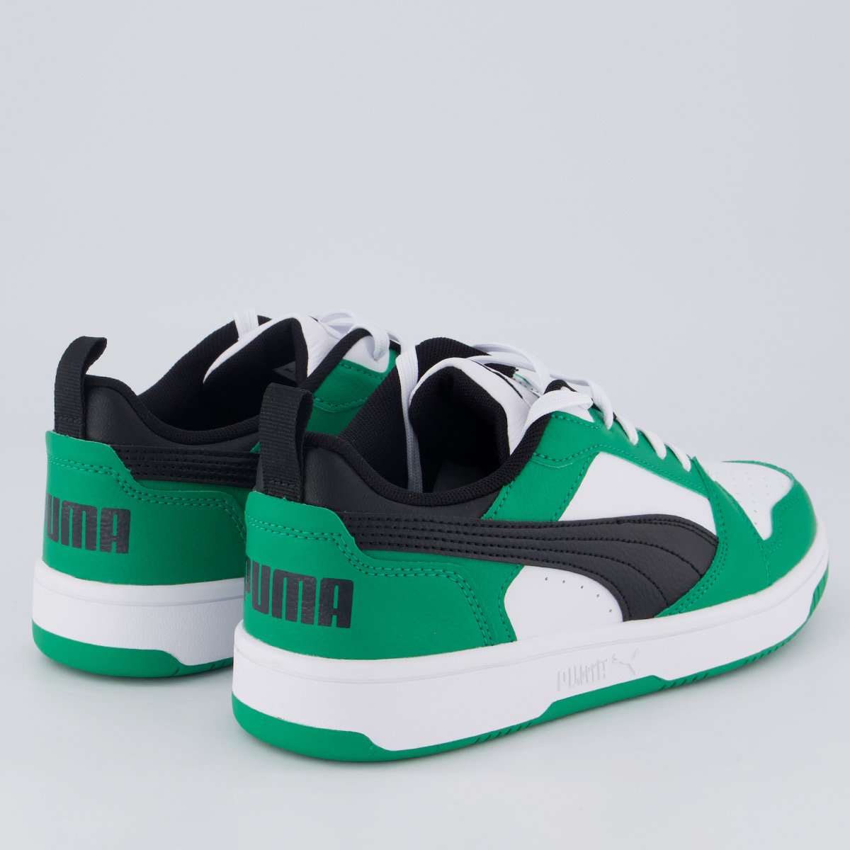 Tênis Puma Rebound V6 Juvenil Branco e Verde Verde 3