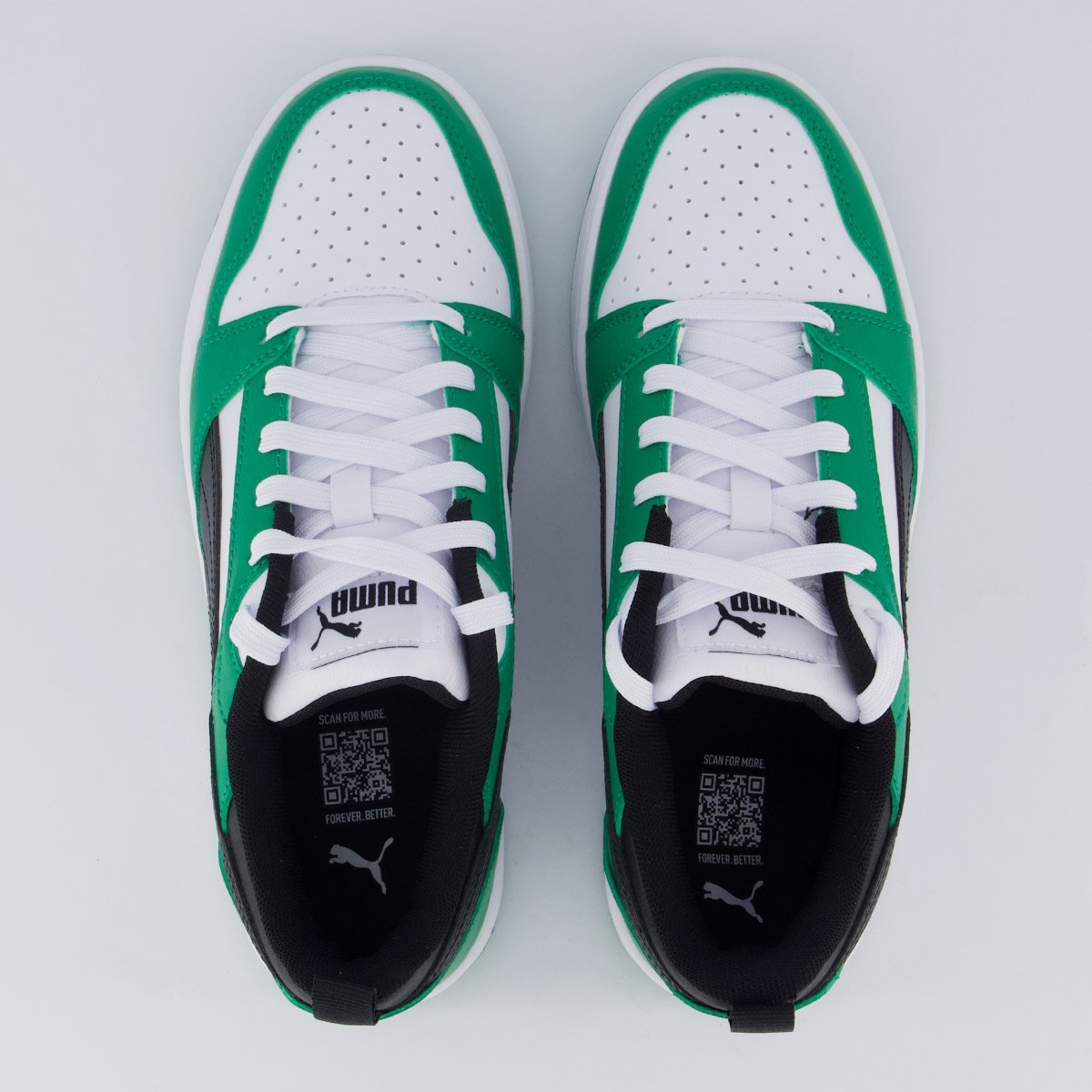 Tênis Puma Rebound V6 Juvenil Branco e Verde Verde 4