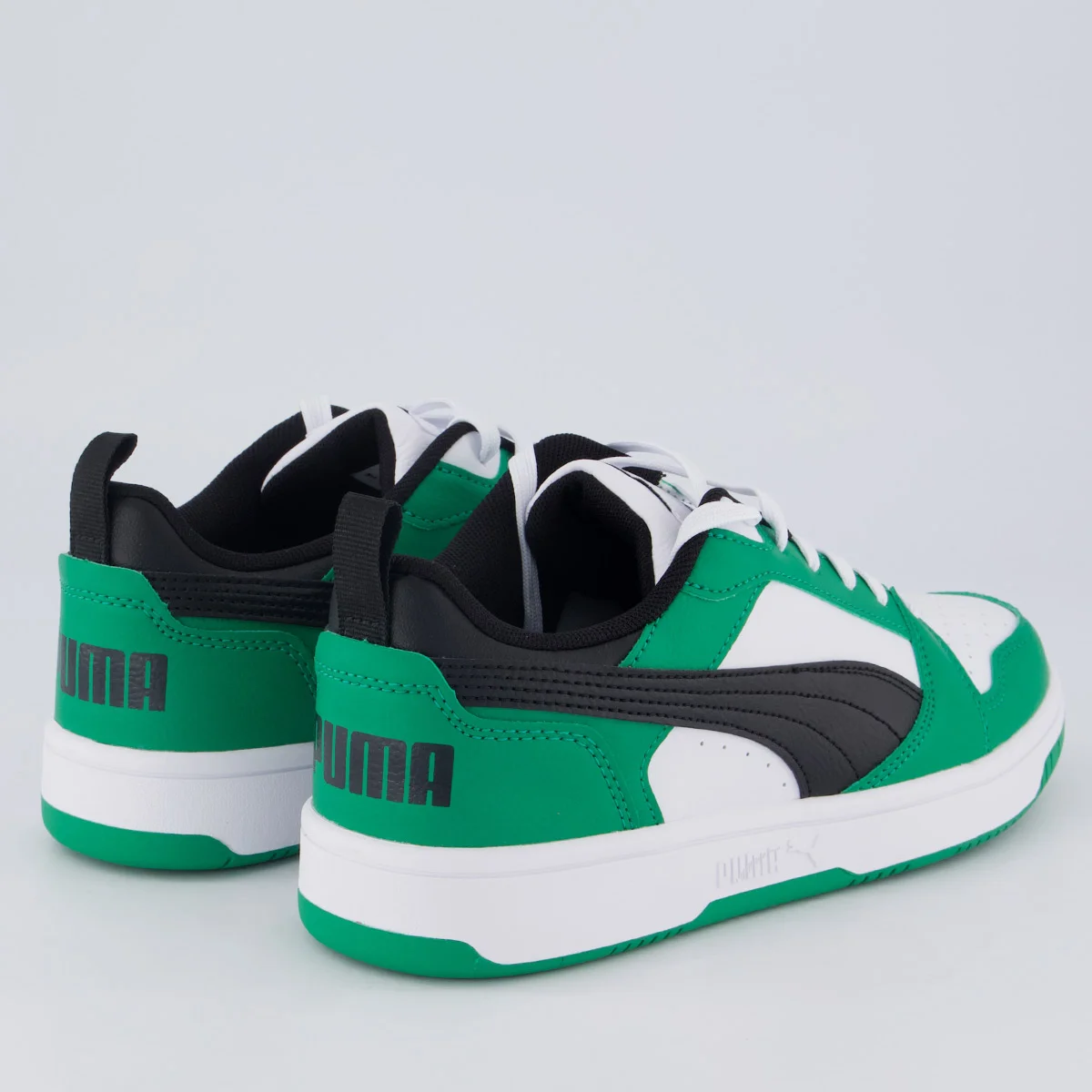 Tênis Puma Rebound V6 Juvenil Branco e Verde Verde 3