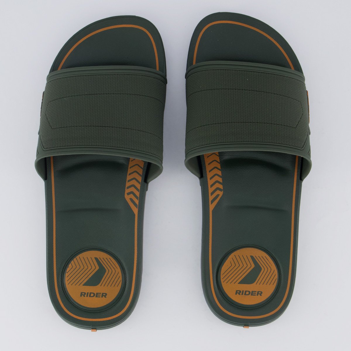 Chinelo Slide Rider Start Verde e Laranja