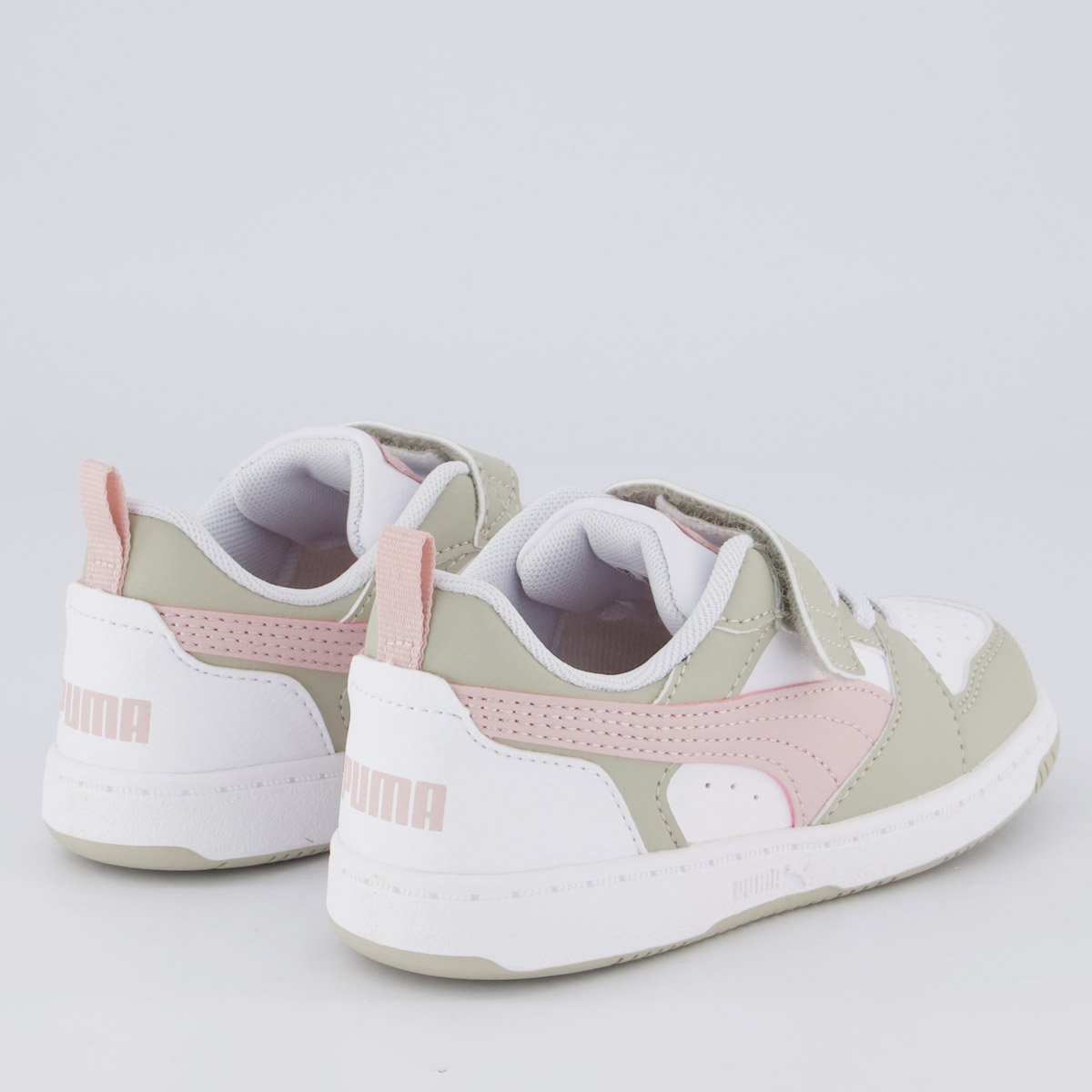 Tênis Puma Rebound V6 LO Infantil Branco e Bege Branco 3