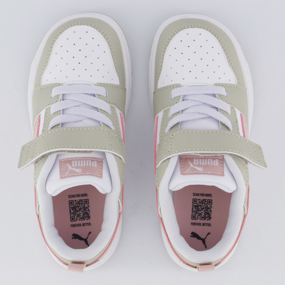 Tênis Puma Rebound V6 LO Infantil Branco e Bege Branco 4