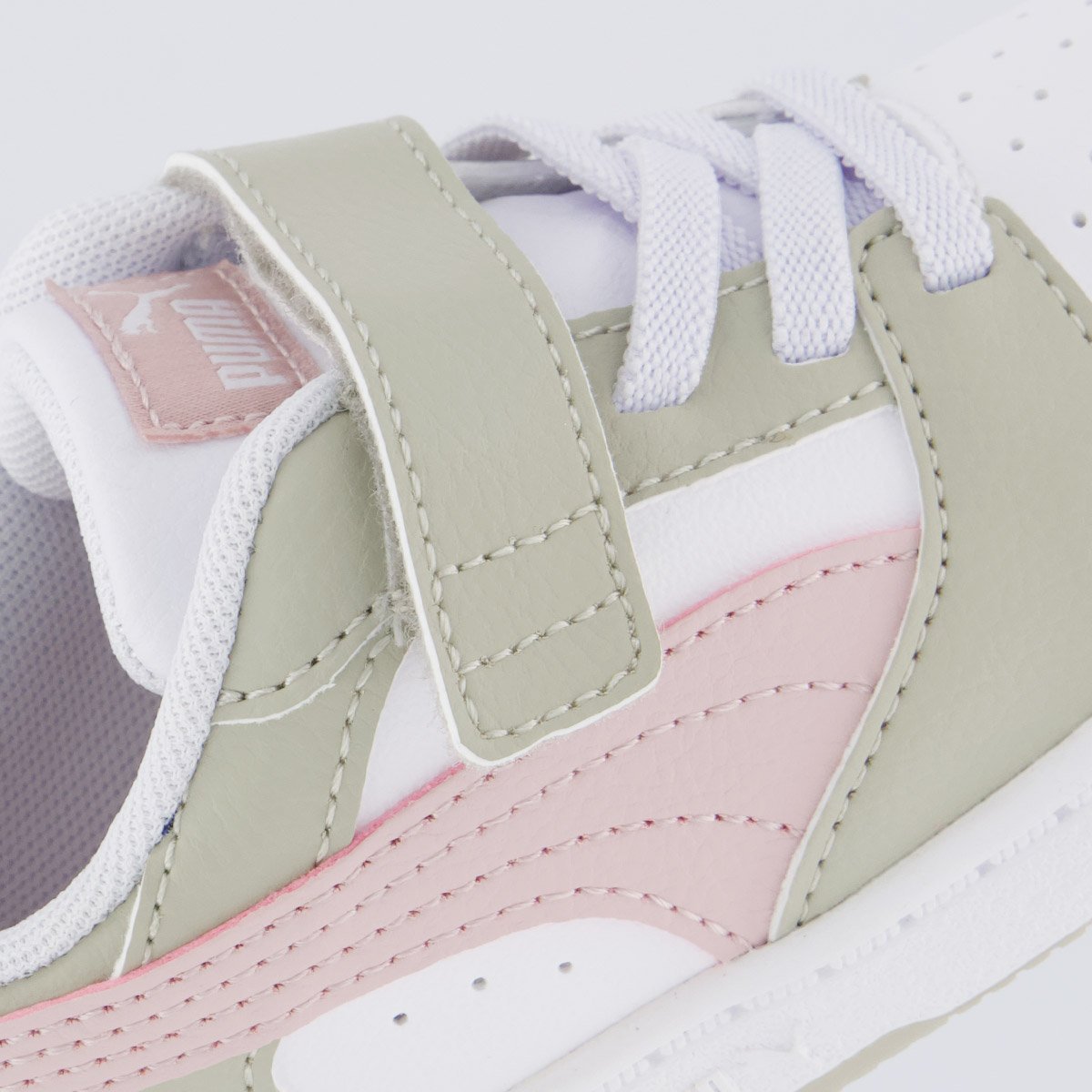 Tênis Puma Rebound V6 LO Infantil Branco e Bege Branco 7