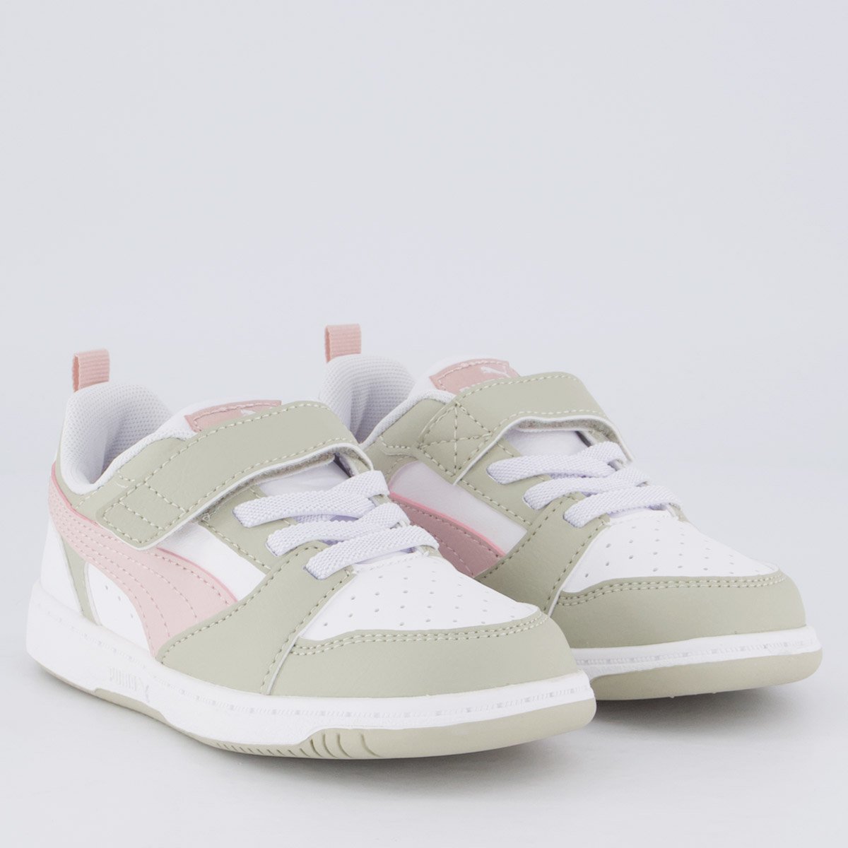 Tênis Puma Rebound V6 LO Infantil Branco e Bege Branco 2