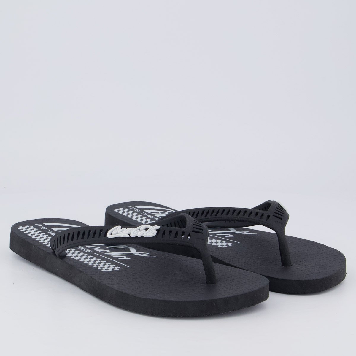 Chinelo Coca Cola Grid Preto e Branco Preto 3