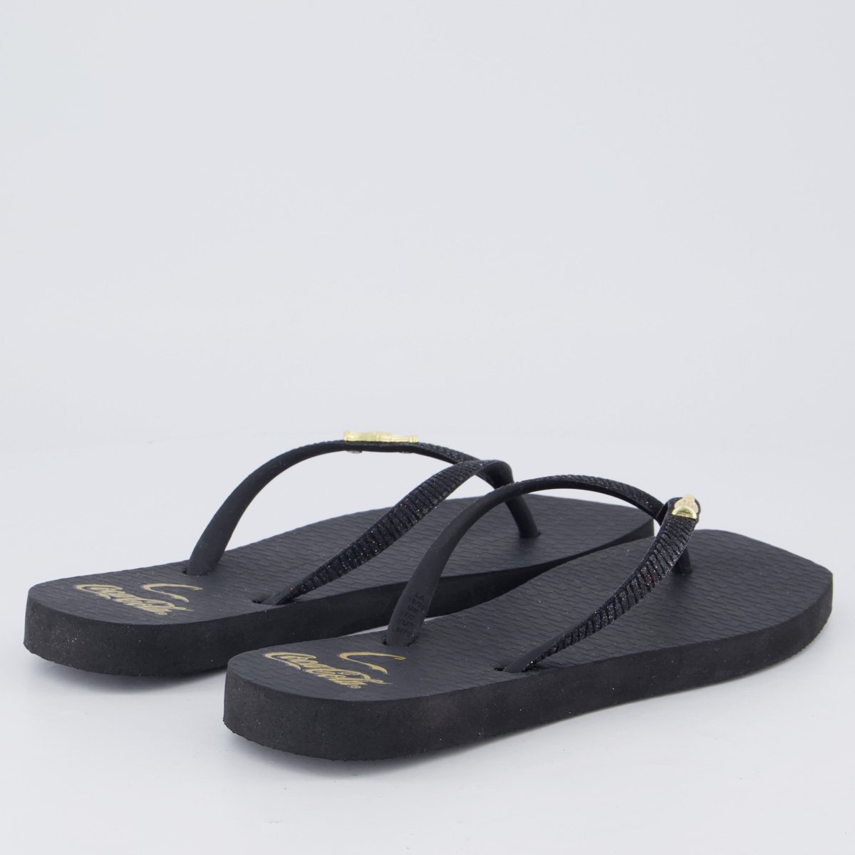 Chinelo Coca Cola Square C Gold Feminino Preto Preto 4