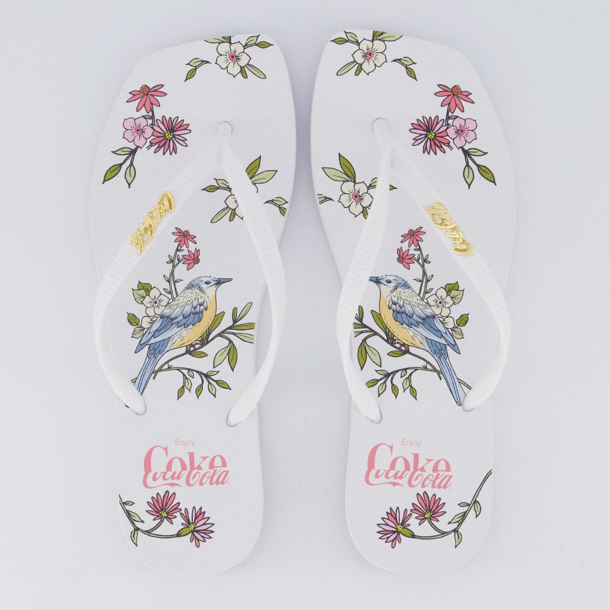 Chinelo Coca Cola Square Bird Feminino Branco