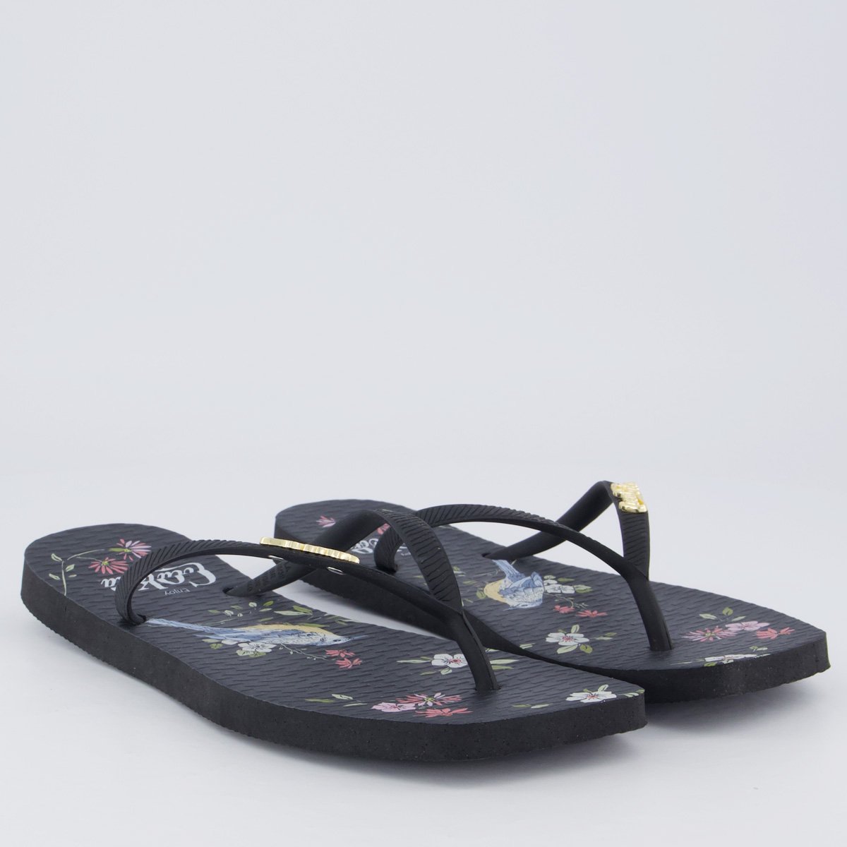 Chinelo Coca Cola Square Bird Feminino Preto Preto 3