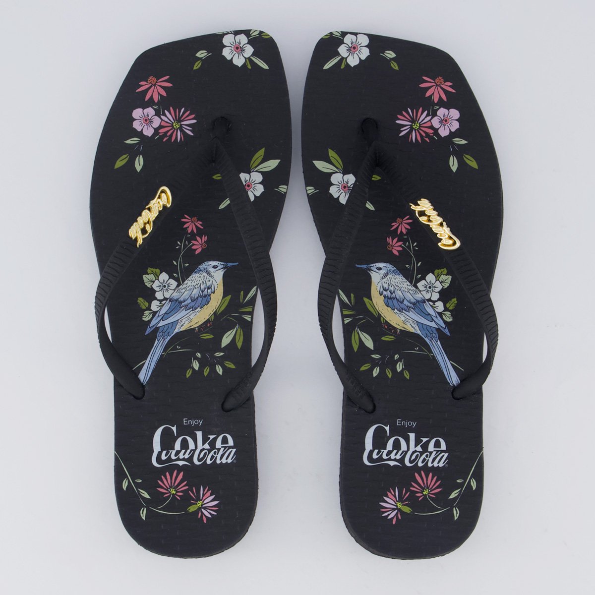 Chinelo Coca Cola Square Bird Feminino Preto