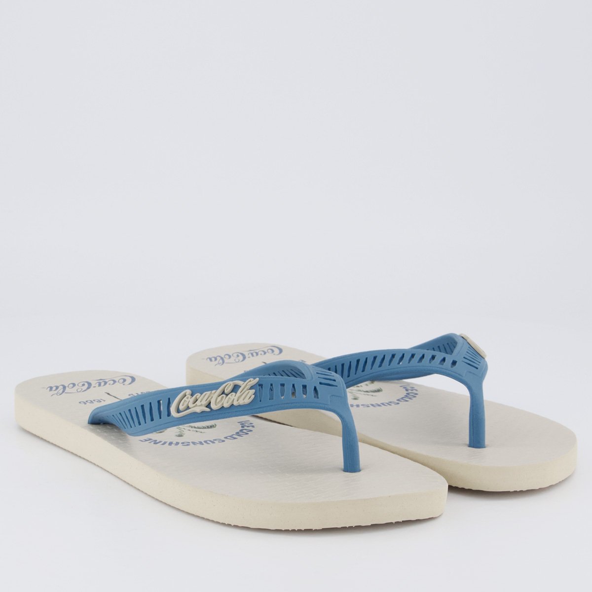 Chinelo Coca Cola Tropic Off White Azul 3