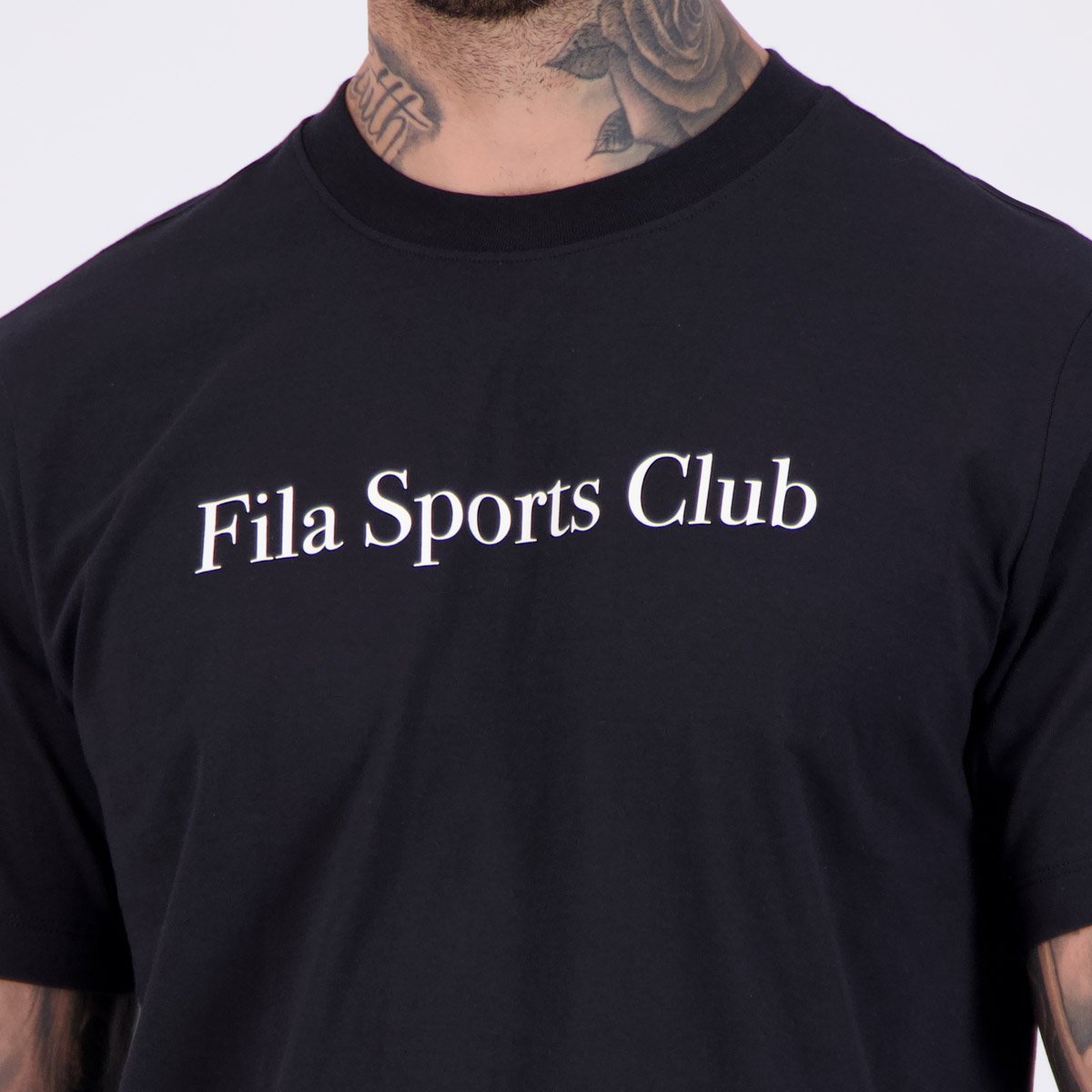 Camiseta Fila Regular Sport Club Letter Preta e Branca Preto 5