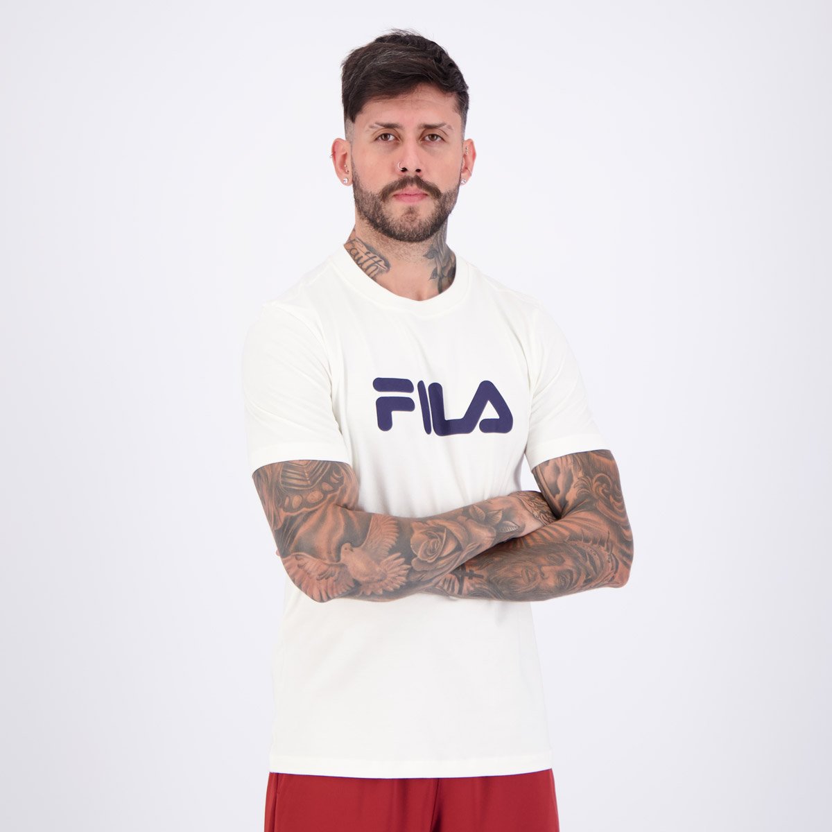 Camiseta Fila Regular Letter Premium IV Off White e Preta Branco 2