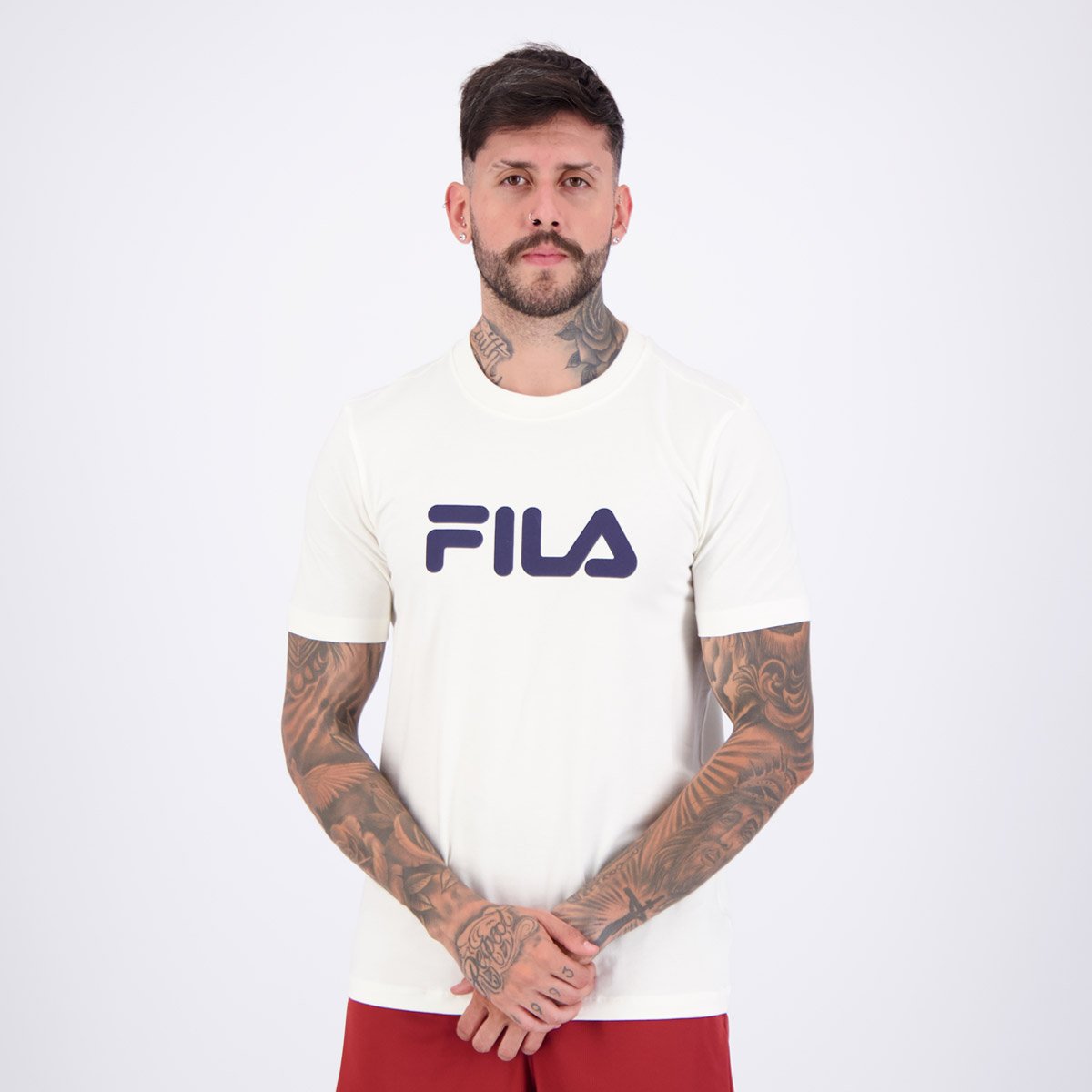 Camiseta Fila Regular Letter Premium IV Off White e Preta Branco 3