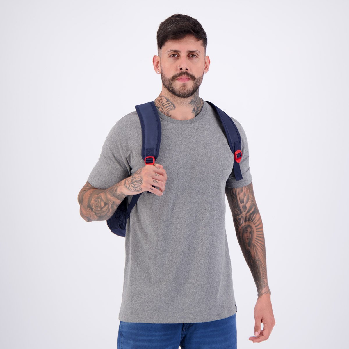 Mochila Barcelona Esportiva Cinza e Marinho Azul 2