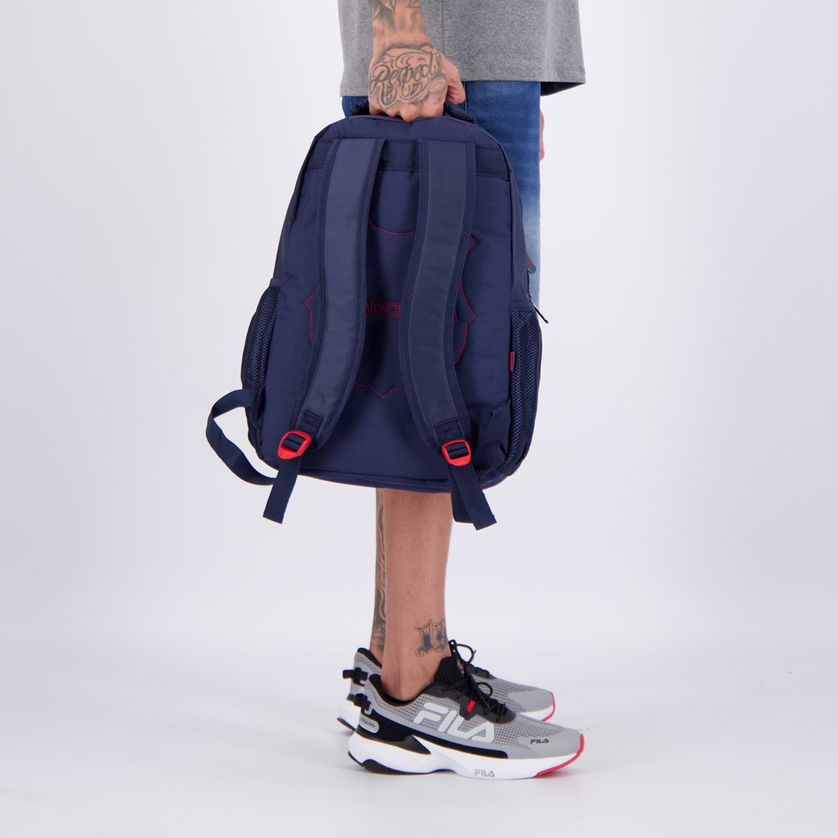 Mochila Barcelona Esportiva Cinza e Marinho Azul 3
