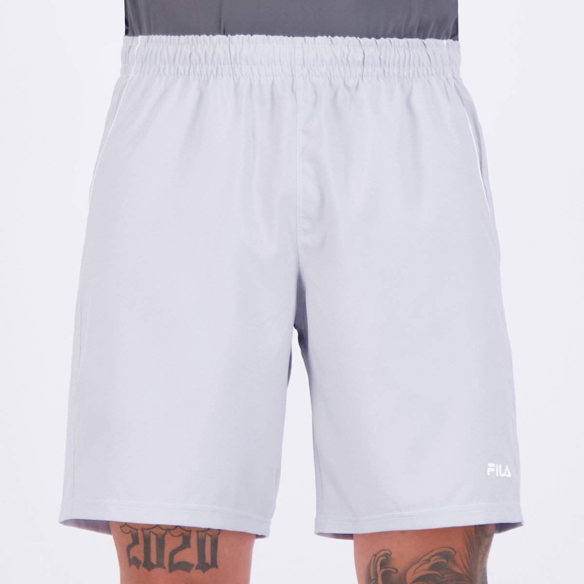 Bermuda Fila Train II 7,5 Cinza Claro e Branca