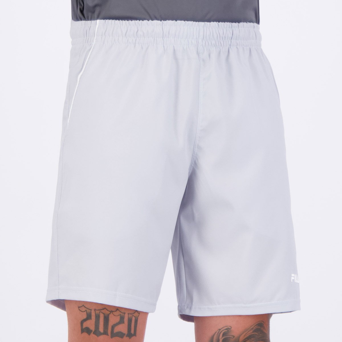 Bermuda Fila Train II 7,5 Cinza Claro e Branca Branco 2