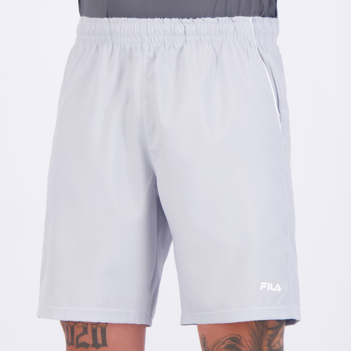 Bermuda Fila Train II 7,5 Cinza Claro e Branca Branco 3