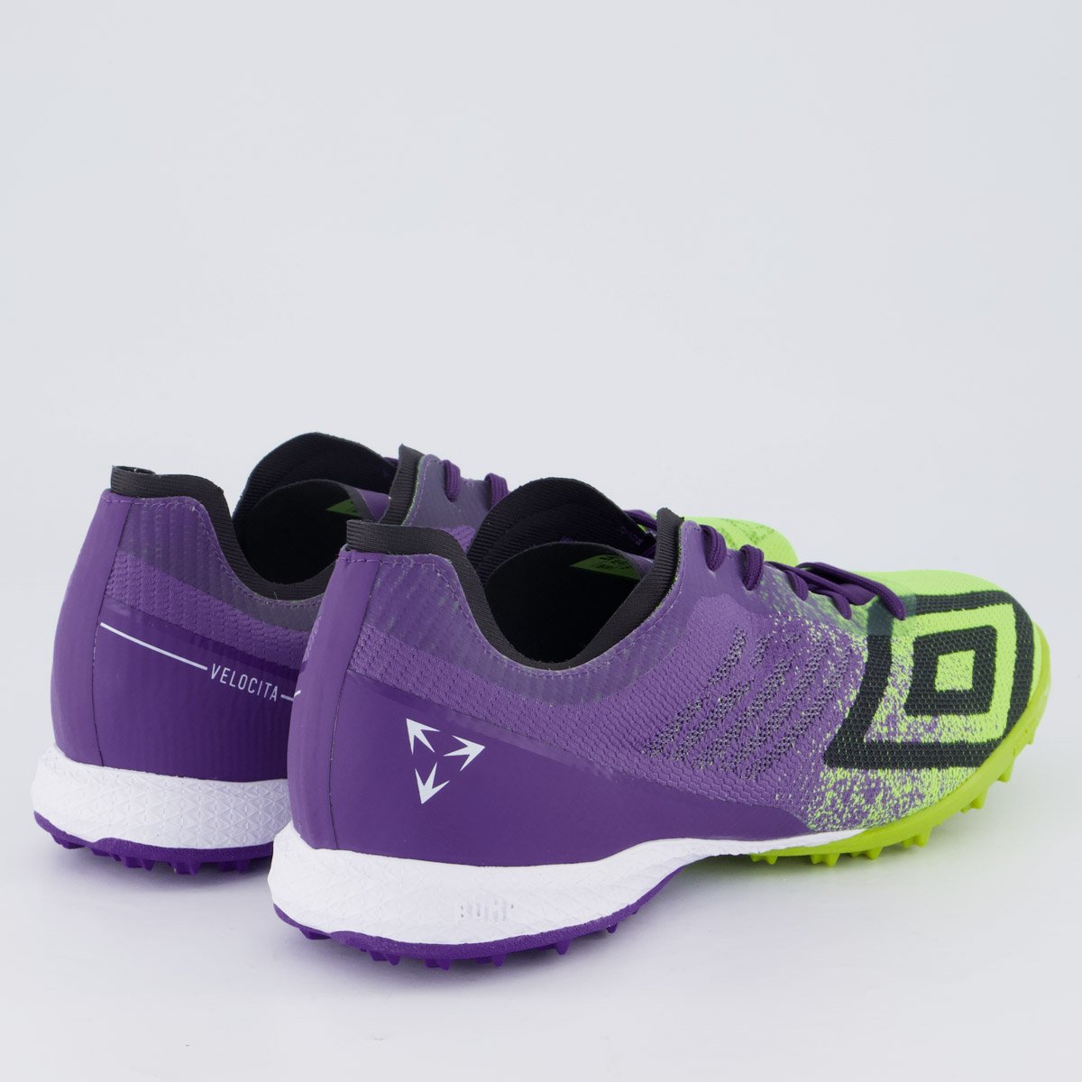 Chuteira Umbro Velocita Décimo Premier Society Roxa e Verde Roxo 3